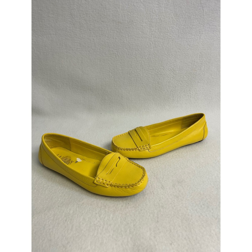 Preppy Designer Lauren Ralph Lauren Womens 6B Yellow Corita Driving Loafers
